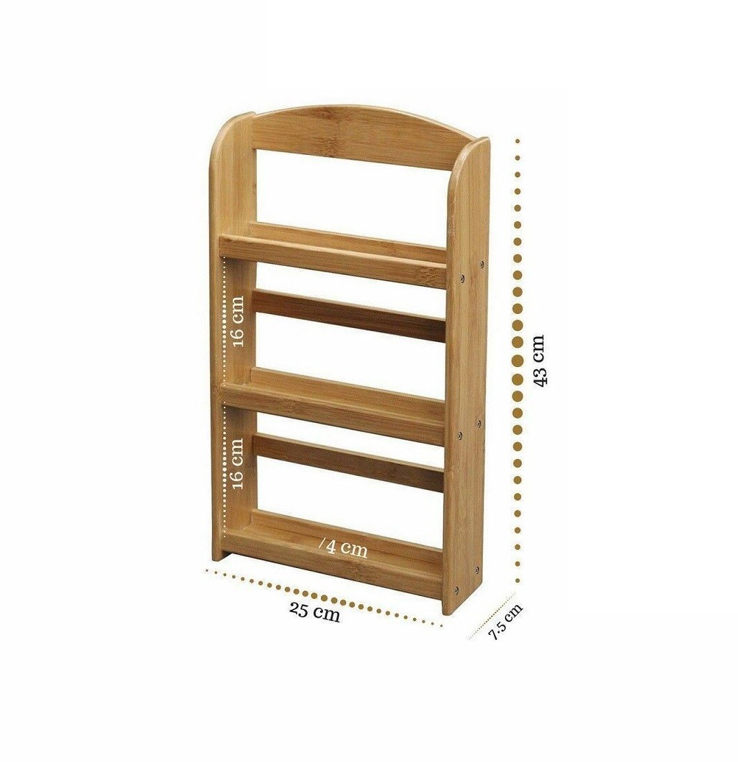 3 Tier Bamboo Wood Kitchen Herb Spice Rack Jar Holder Stand Wall ...