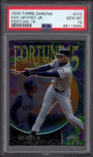 1999 Ken Griffey Jr Topps Chrome Baseball Card #FF5 Fortune 15 Graded PSA 10 Gem