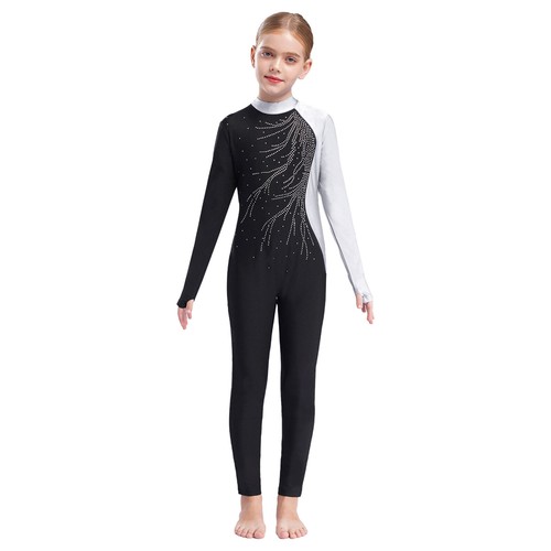 Girls Shiny One Piece Bodysuits Unitard Gymnastics Ballet Leotard Jumpsuit - Picture 82 of 131