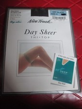 2 Pack DAY SHEER Vintage OFF-BLACK Nylon SEAMLESS STOCKINGS-Size D-160 to 200 lb