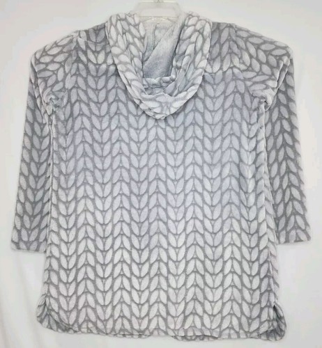 Any Body Womens Size XS Grey Hooded Fleece Lounge Cardigan With Pockets - Picture 2 of 6