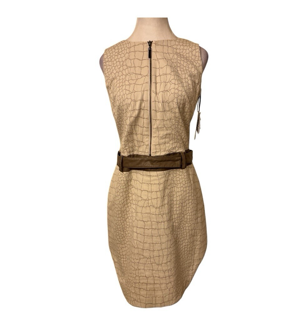  2XLベージュ Worth New York Women's Cream And Muslin Cocktail Dress Belted Size