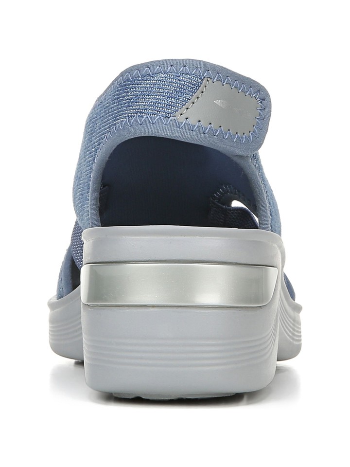 BZEES Womens Blue Odor Control Dream Round Toe Wedge Slingback Sandal 8