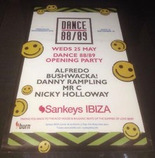 DANCE 88/89 - 2016 @ SANKEYS CLUB - IBIZA CLUB POSTERS ACID HOUSE MUSIC DJ 80S