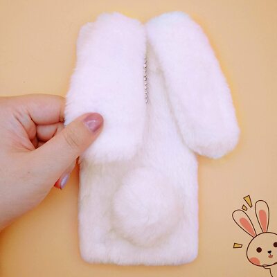 For Moto G Stylus/G Play/G Power/Edge 2025 Case Faux Fur Bunny Fluffy Phone Skin