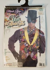 Mardi Gras Vest & Bow Tie Adult up to Chest Size 42" (Large) by Forum Novelties