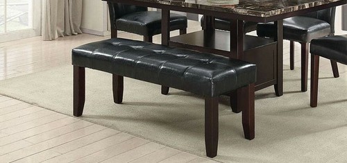 NUOVA panca per gambe in legno e nero/argento PU con bottoni in pelle trapuntata e legno / 2 pz sedie - Foto 3 di 5