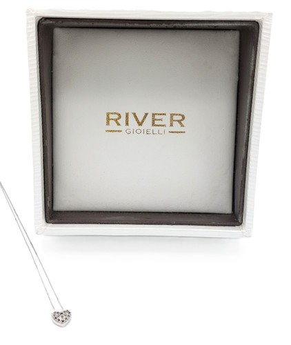 Collar de Mujer con Colgante, Hecho de Oro Blanco 18KT con Diamante Negros - Imagen 2 de 13