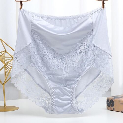 Damen Spitzenunterhose Satin Slip hochtailliert Höschen übergroß nahtlos bequem - Bild 4 von 13