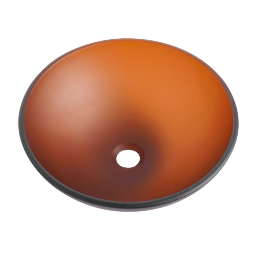 Tempered Glass Matte Round Bathroom Vessel Sink Basin - Matt Tea - Picture 4 of 12