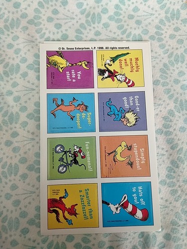 Vintage Dr. Seuss Flash Cards I Am NOT Going to Read Any Words Today - stickers - Picture 11 of 19