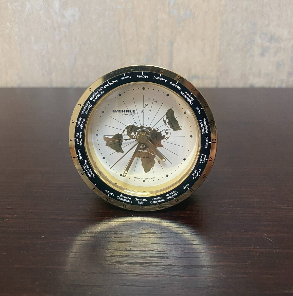 Wehrle World Time Travel Table Alarm Clock Germany Quartz | eBay
