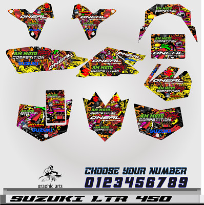 Suzuki LTR450 450R Graphics Kit Comic Style Racing Quad Stickers Decals Custom