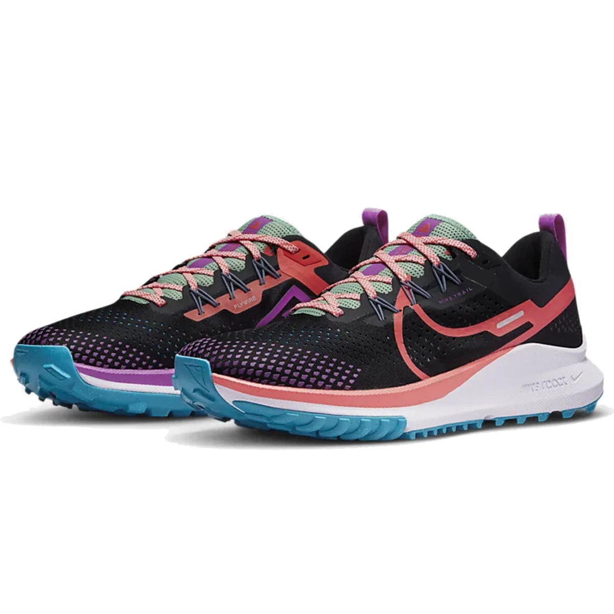 Nike React Pegasus Trail 4 Black Pink Blue Sz 9 DJ6158 003 Trail Running Shoes