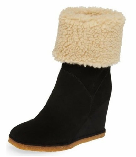 Jeffrey Campbell Faux Shearling Fur Wedge Ankle Booties Boots Shoes 8 New - 第 1/12 張圖片