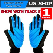 UPGRADED PAIR Pet Grooming Gloves Brush Dog Cat Fur Hair Removal Mitt Massage