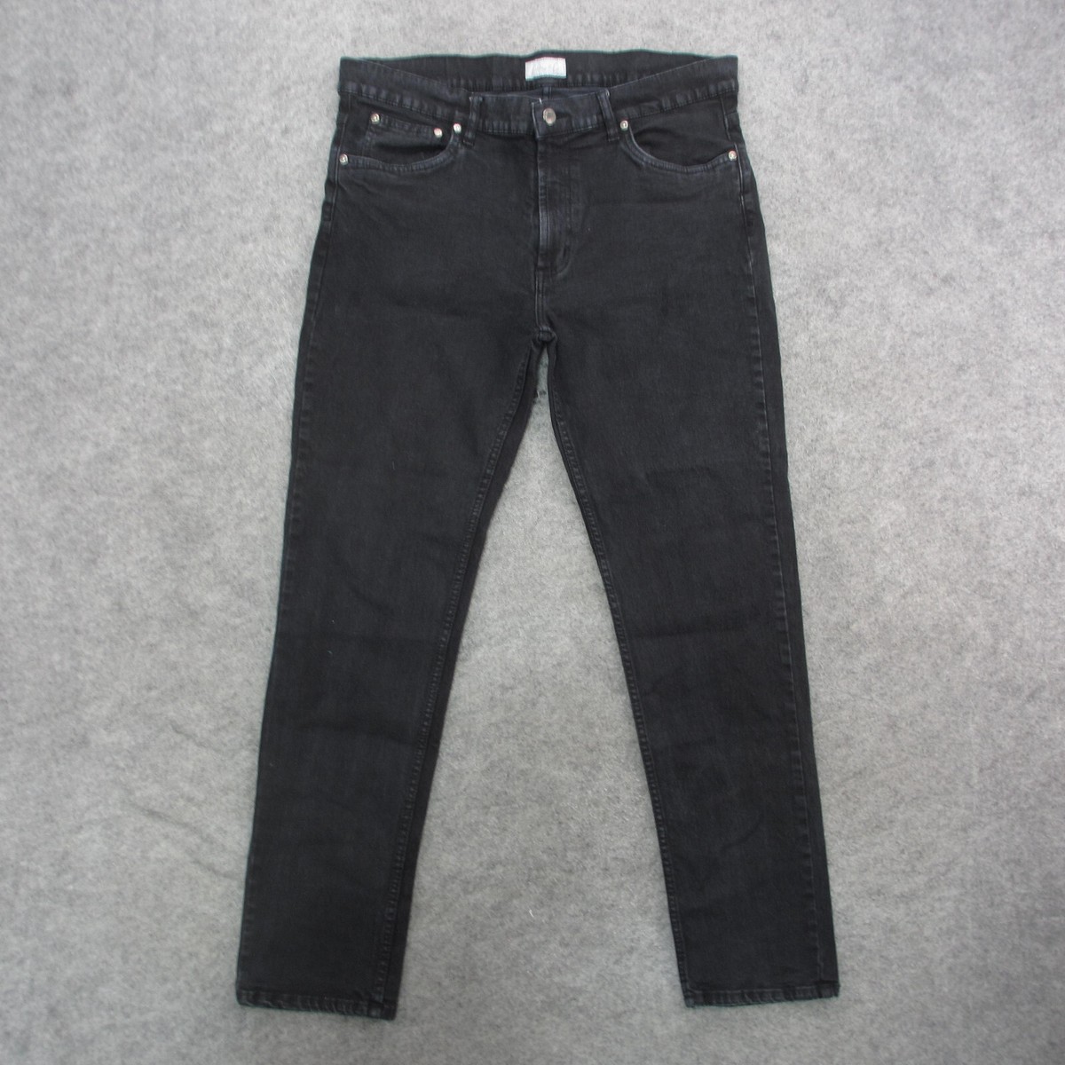 Cotton Jeans Men's 36x30 Black Dark Wash Slim Straight Leg Jeans