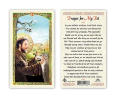 Laminated "Prayer for My Pet" Image of St. Francis Holy Prayer Card Catholic