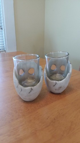 SKULL SHOT GLASS SET OF 2 NWOT HALLOWEEN WITCH PAGAN DEATH SPIRITS HALLOWS EVE - Foto 3 di 8