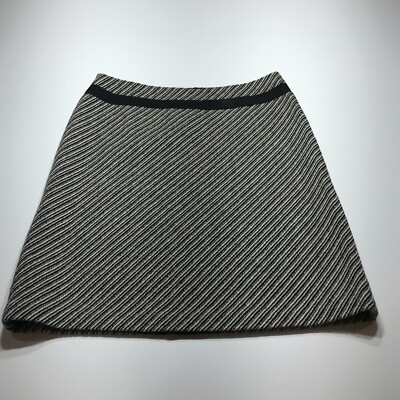 Tahari Skirt Womens Size Black Cream Woven A-Line Wool Blend