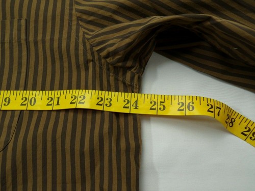 RoundTree & Yorke Long Sleeve Button Front Brown Stripes 100% Cotton Size Large - Picture 8 of 10