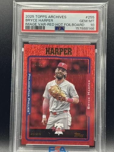 2025 Topps Archives - 2005 Topps Image Var Bryce Harper #255 Red Foil /50 PSA 10