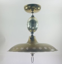 Vtg Retractable Pull Down Ceiling Light 2 Bulb Lamp Mcm Atomic Mid-century Works