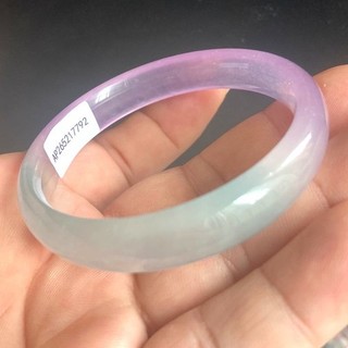 55mm Certificate Grade A Myanmar Natural Lavender Green Jadeite Jade Bangle 7792
