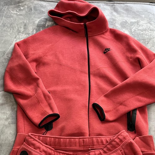 Nike Tech Fleece Set Mens XL Red Full Zip Hoodie Jogger Pants FB7921-672 - Picture 2 of 22