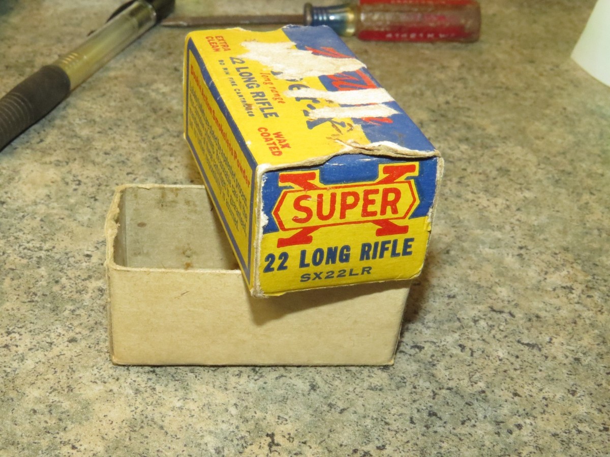 Vintage Empty Carboard Western Super-X 22 LR Ammo Box with Insert