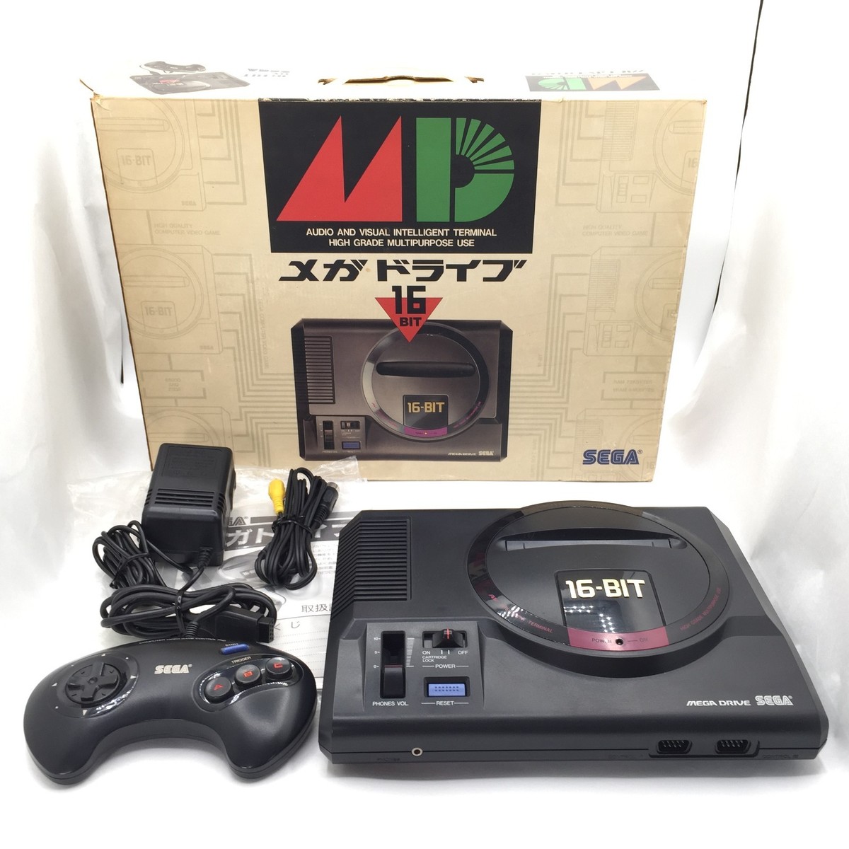 SEGA - 動作品 セガ メガドライブ HAA-2510 本体 箱付き 16-BIT Sega Mega Drive Console HAA-2510 Box Megadrive NTSC-J Made