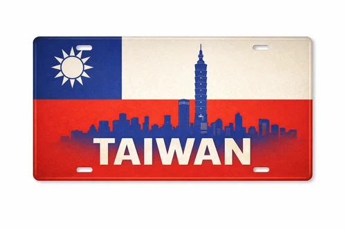 Taiwan  Decorative License Metal Plate Vintage Travel Flag Sign Wall Tin Plaque
