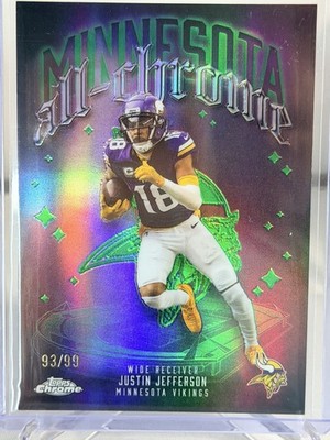 2025 Topps Chrome Justin Jefferson Vikings All-Chrome Green */99