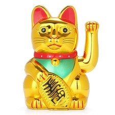 FIOTOK Maneki Neko, Lucky Fortune Cat, Japanese Lucky Cat with Waving Arm Gol...