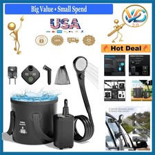 Portable Camping Shower Kit 6000mAh Rechargeable Pump Foldable Bucket