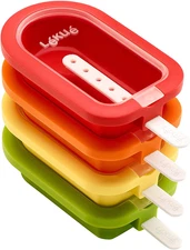 Set of 4 Stackable Popsicle Molds + Sticks & Lids | Homemade Freezer Ice Pops &