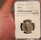 1967 Washington Quarter 25C NGC MS 67 SMS Uncirculated Business Strike