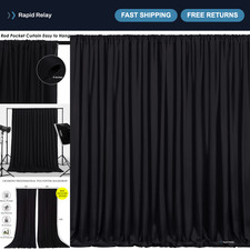 10ft x 10ft Black Backdrop Curtains - Halloween Photo Drapes, Polyester, Party D