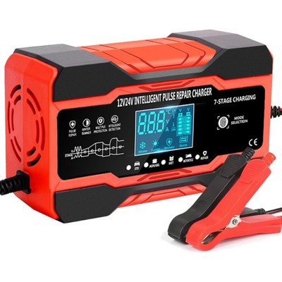 Autobatterie-Ladegerät, 12V 24V 8A LCD Display Mehrfachschutz Trickle Charger