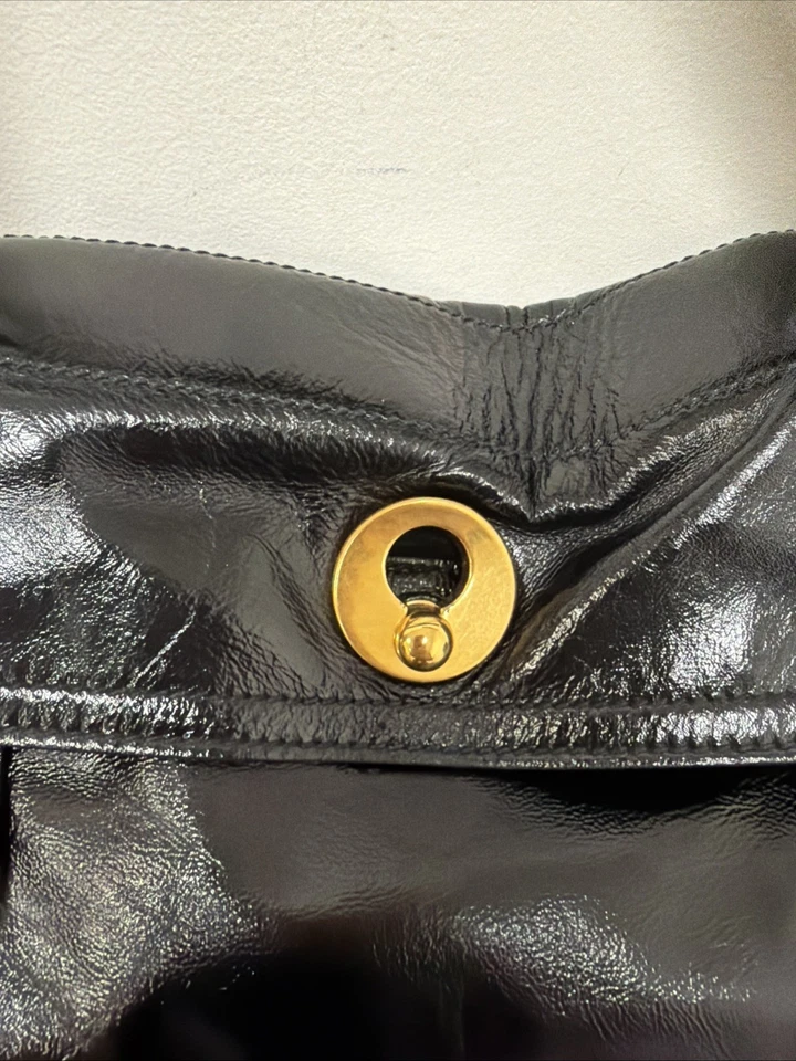 YVES SAINT LAURENT MUSE 两个手提包黑色专利皮革包钱包 — 第 3/4 张图片