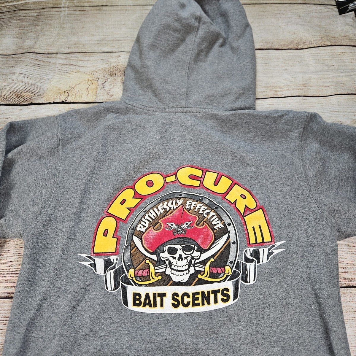 Pro-Cure Bait Scents Fishing Outdoors Hoodie Gray Size Small Stained View 5