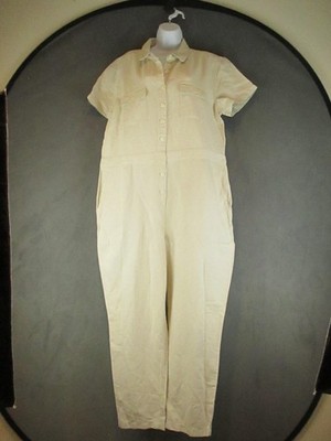 Outerknown Jumpsuit Womens XL Button Front Utility Organic Linen Pockets Romper