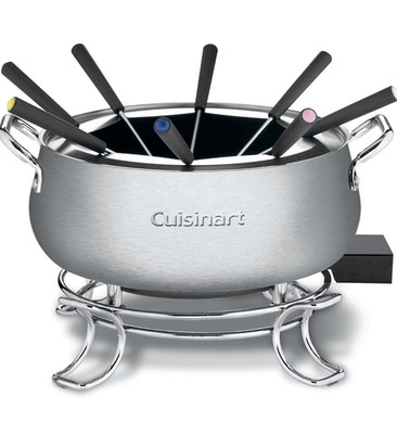 Cuisinart CFO-3SSP1 Electric Fondue Set Stainless Steel 3qt Pot Forks Ring