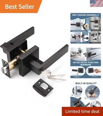 Matte Black Door Lever - Easy Install, Reversible, Keyed Secure Design