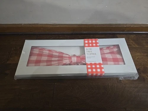 Anthropologie 2025 Gingham Bow Tree Topper Red Plaid Ribbon Large BRAND NEW