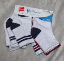 Hanes Boys' Size 12-24 months Toddler Crew Socks w/ Gripper Bottoms 6 Pair Pack