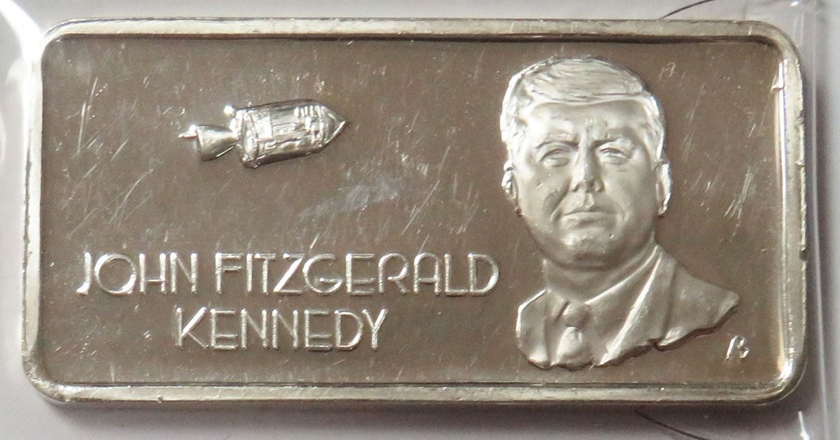 JOHN F KENNEDY JFK GREATEST AMERICANS SILVER 1 OZ 999 FINE ART BAR