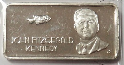 JOHN F KENNEDY JFK GREATEST AMERICANS SILVER 1 OZ 999 FINE ART BAR