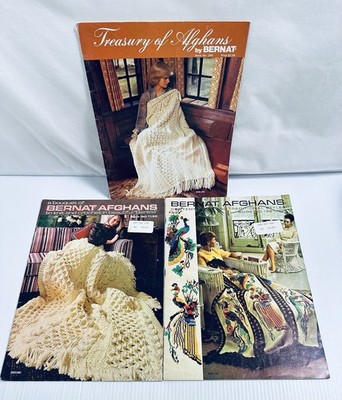Bernat Afghan Crochet Pattern Books Lot 3 Nos 132 160 246 Vintage Designs