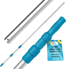 Telescoping Pole 12-Foot Aluminum Pool Pole Telescopic Cleaning, Adjustable 3 Pi